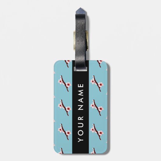 Cherry Blossom, Pink Sakura, Jouw naam Bagagelabel (Achterkant verticaal)