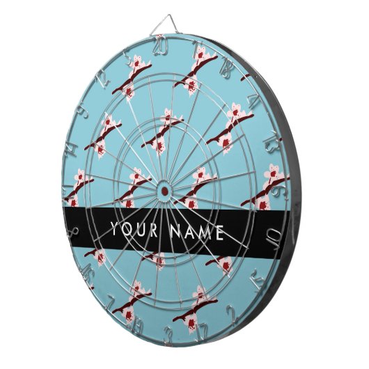 Cherry Blossom, Pink Sakura, Jouw naam Dartbord (Voorkant Rechts)