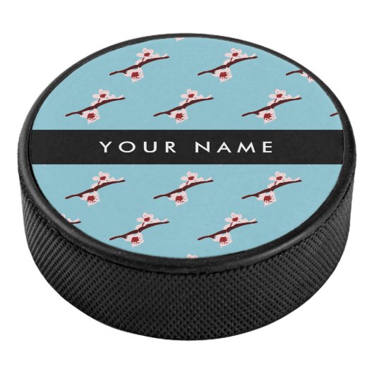Cherry Blossom, Pink Sakura, Jouw naam Hockey Puck (3/4)
