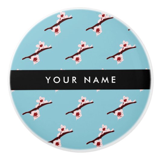 Cherry Blossom, Pink Sakura, Jouw naam Keramische Knop (Voorkant)