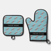 Cherry Blossom, Pink Sakura, Jouw naam Ovenwant & Pannenlap Set (Voorkant)