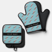 Cherry Blossom, Pink Sakura, Jouw naam Ovenwant & Pannenlap Set (Voorkant / Achterkant)