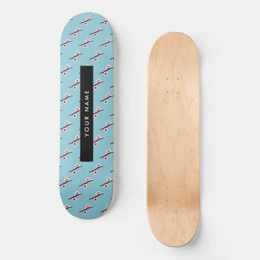 Cherry Blossom, Pink Sakura, Jouw naam Persoonlijk Skateboard (Voorkant)