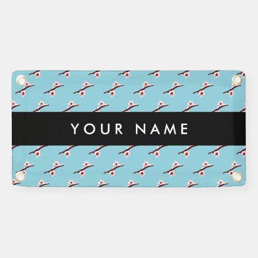 Cherry Blossom, Pink Sakura, Jouw naam Spandoek (Horizontaal)