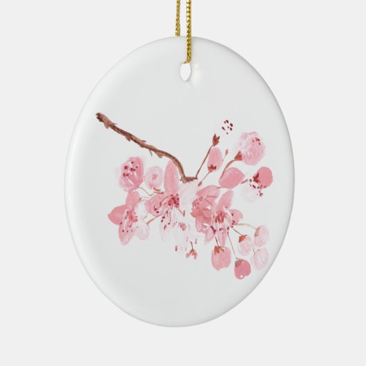 Cherry blossom Pink Sakura Waterverf Floral Keramisch Ornament (Rechts)