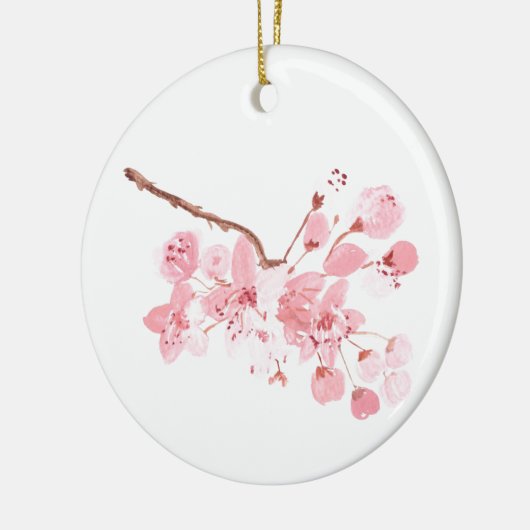 Cherry blossom Pink Sakura Waterverf Floral Keramisch Ornament (Links)