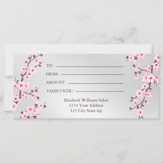 Cherry Blossom Pink Silver Cadeaubon (Achterkant)