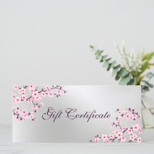 Cherry Blossom Pink Silver Cadeaubon (Staand voorkant)