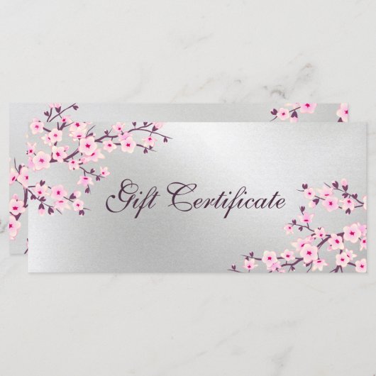 Cherry Blossom Pink Silver Cadeaubon (Voorkant / Achterkant)