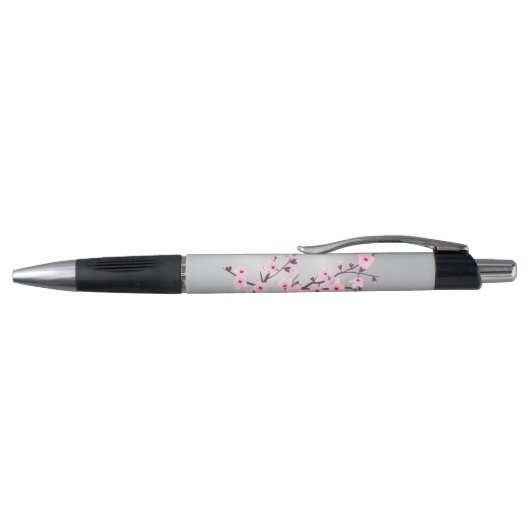 Cherry Blossom Pink Silver Monogram Pen (Bovenkant)