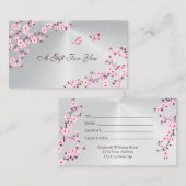 Cherry Blossom Pink Silver Visitekaartje (Voorkant / Achterkant)