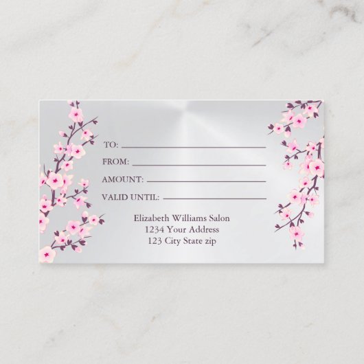 Cherry Blossom Pink Silver Visitekaartje (Achterkant)