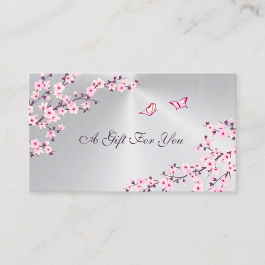 Cherry Blossom Pink Silver Visitekaartje (Voorkant)