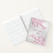 Cherry Blossom Pink Silver Voeg naam en jaar toe Notitieboek (Binnen)
