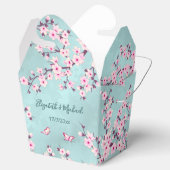 Cherry Blossom Pink Turquoise | Aangepast huwelijk Bedankdoosjes (Geopend)
