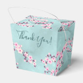 Cherry Blossom Pink Turquoise | Aangepast huwelijk Bedankdoosjes (Achterkant)
