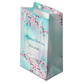 Cherry Blossom Pink Turquoise Aangepaste verjaarda Klein Cadeauzakje (Voorkant Gekanteld)