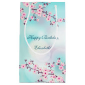Cherry Blossom Pink Turquoise Aangepaste verjaarda Klein Cadeauzakje (Voorkant)