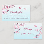 Cherry Blossom Pink Turquoise Dank je korting B Visitekaartje (Voorkant / Achterkant)