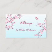 Cherry Blossom Pink Turquoise Dank je korting B Visitekaartje (Achterkant)