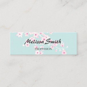 Cherry Blossom Pink Turquoise Floral Mini Visitekaartje