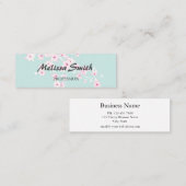 Cherry Blossom Pink Turquoise Floral Mini Visitekaartje (Voorkant / Achterkant)