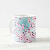 Cherry Blossom Pink Turquoise Monogram Mok (Voorkant links)