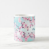 Cherry Blossom Pink Turquoise Monogram Mok (Center)