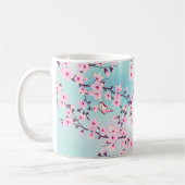 Cherry Blossom Pink Turquoise Monogram Mok (Links)