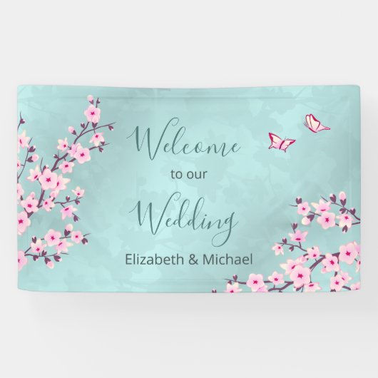 Cherry Blossom Pink Turquoise Spandoek (Horizontaal)
