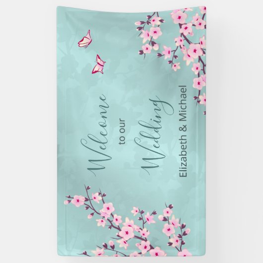 Cherry Blossom Pink Turquoise Spandoek (Verticaal)