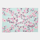  Cherry Blossom Pink Turquoise Theedoek (Horizontaal)