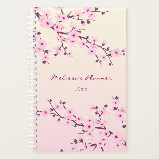 Cherry Blossom Pink voegt naam en jaar toe. Planner (Voorkant)
