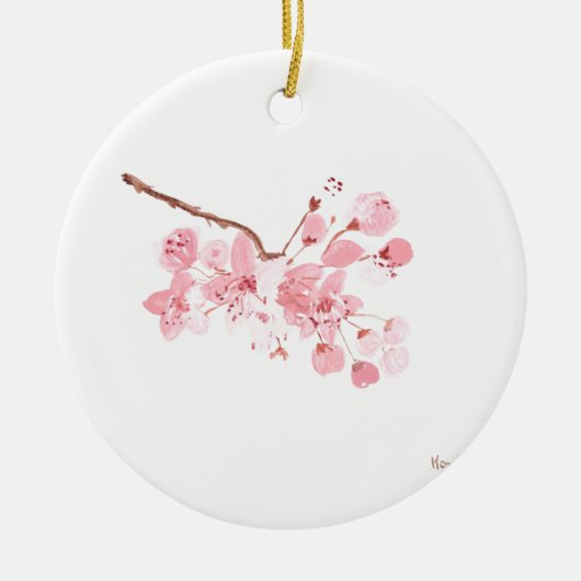 Cherry blossom Pink Waterverf natuur Sakura Keramisch Ornament (Voorkant)