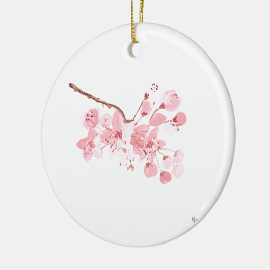 Cherry blossom Pink Waterverf natuur Sakura Keramisch Ornament (Links)