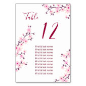 Cherry Blossom Pink Wedding Guest Names Kaart (Achterkant)