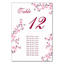 Cherry Blossom Pink Wedding Guest Names Kaart