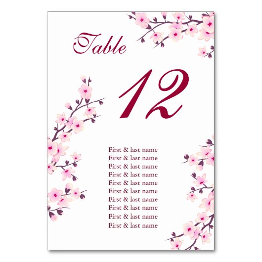 Cherry Blossom Pink Wedding Guest Names Kaart (Voorkant)