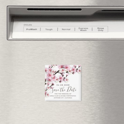 Cherry Blossom Pink Wedding Save the Date Magneten (Insitu (Vaatwasser))