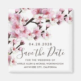 Cherry Blossom Pink Wedding Save the Date Magneten