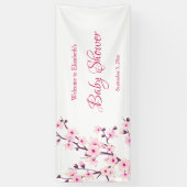 Cherry Blossom Pink White | Aangepast Baby shower Spandoek (Verticaal)