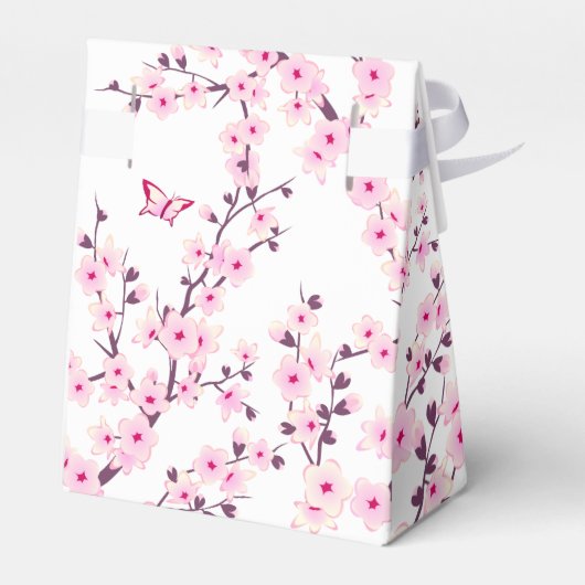 Cherry Blossom Pink White | Aangepaste verjaardag Bedankdoosjes (Achterkant)
