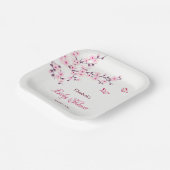 Cherry Blossom Pink White Baby shower Papieren Bordje (Gebogen)