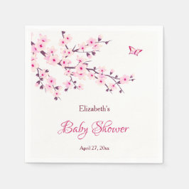 Cherry Blossom Pink White Baby shower Servet