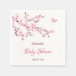 Cherry Blossom Pink White Baby shower Servet