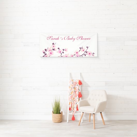 Cherry Blossom Pink White Baby shower Spandoek (Insitu)