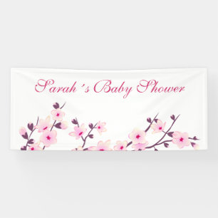 Cherry Blossom Pink White Baby shower Spandoek