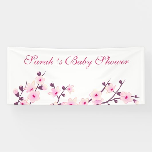 Cherry Blossom Pink White Baby shower Spandoek (Horizontaal)