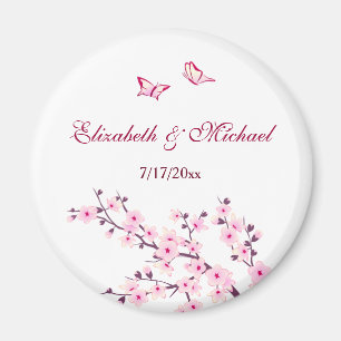 Cherry Blossom Pink White bespaart de datum Magnet