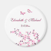 Cherry Blossom Pink White bewaart de datum Magnet (Voorkant)